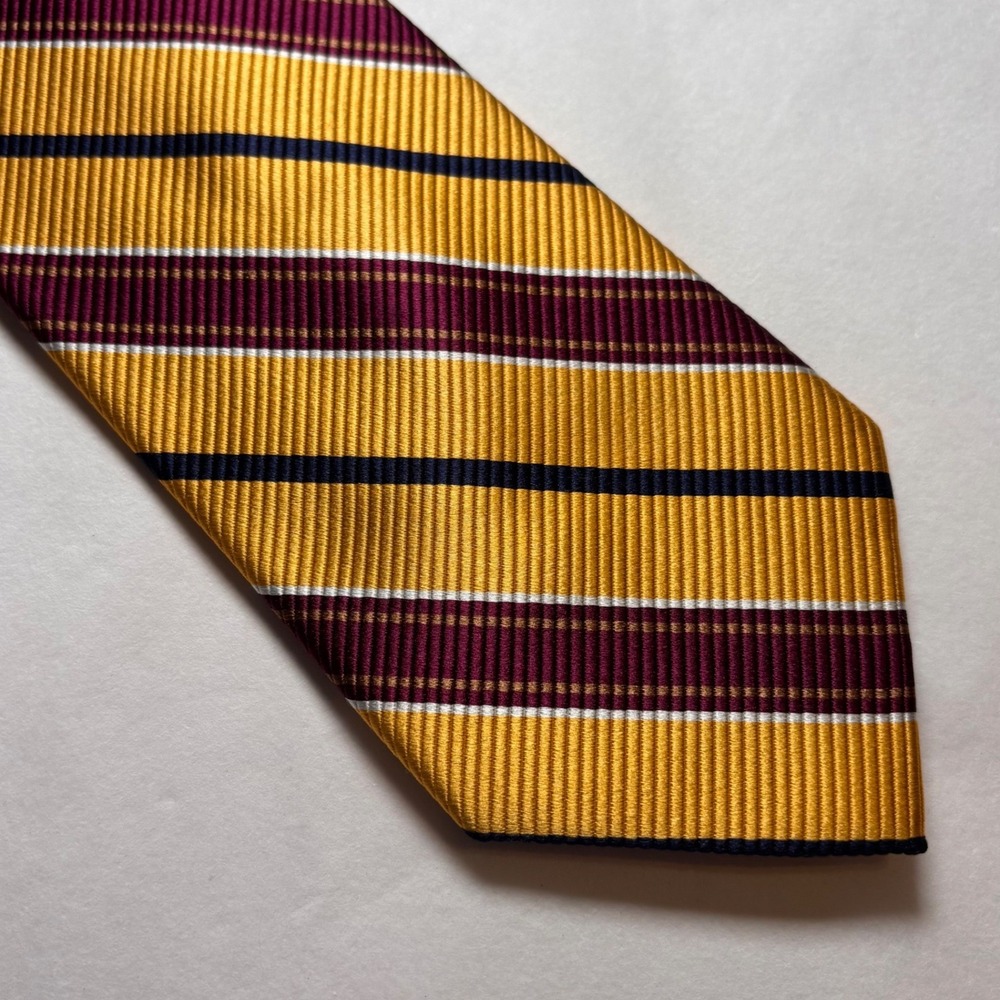 Jos. A. Bank Signature Gold Burgundy Navy Striped Silk Tie Mens Classic